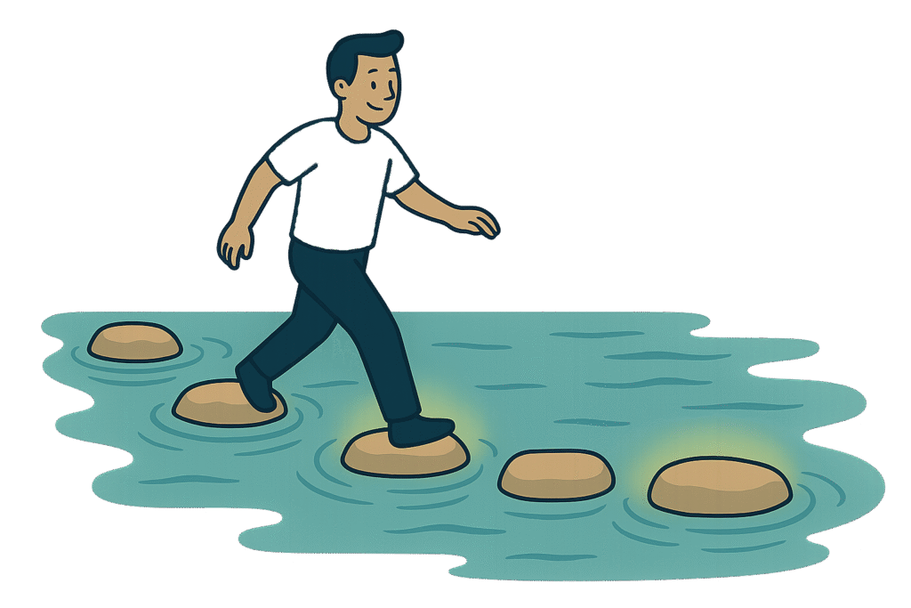 Client builds win-streak momentum, stepping across stones toward steady progress