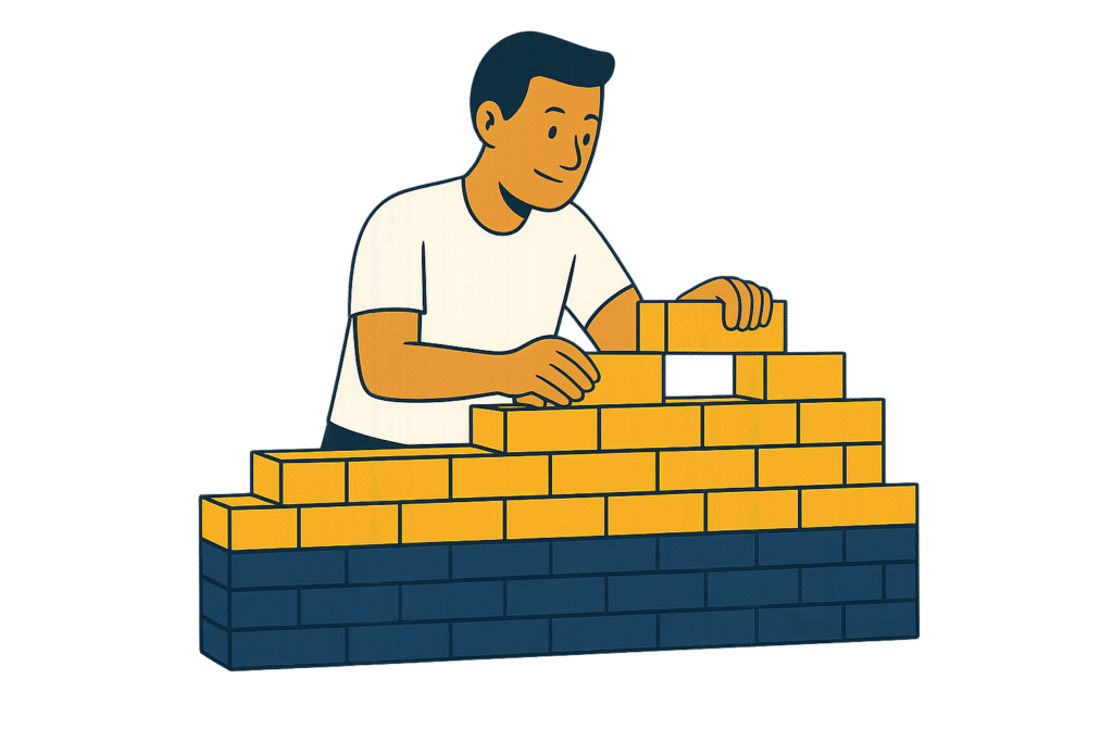 Client stacks bricks, turning sunk costs into commitment and accountable progress