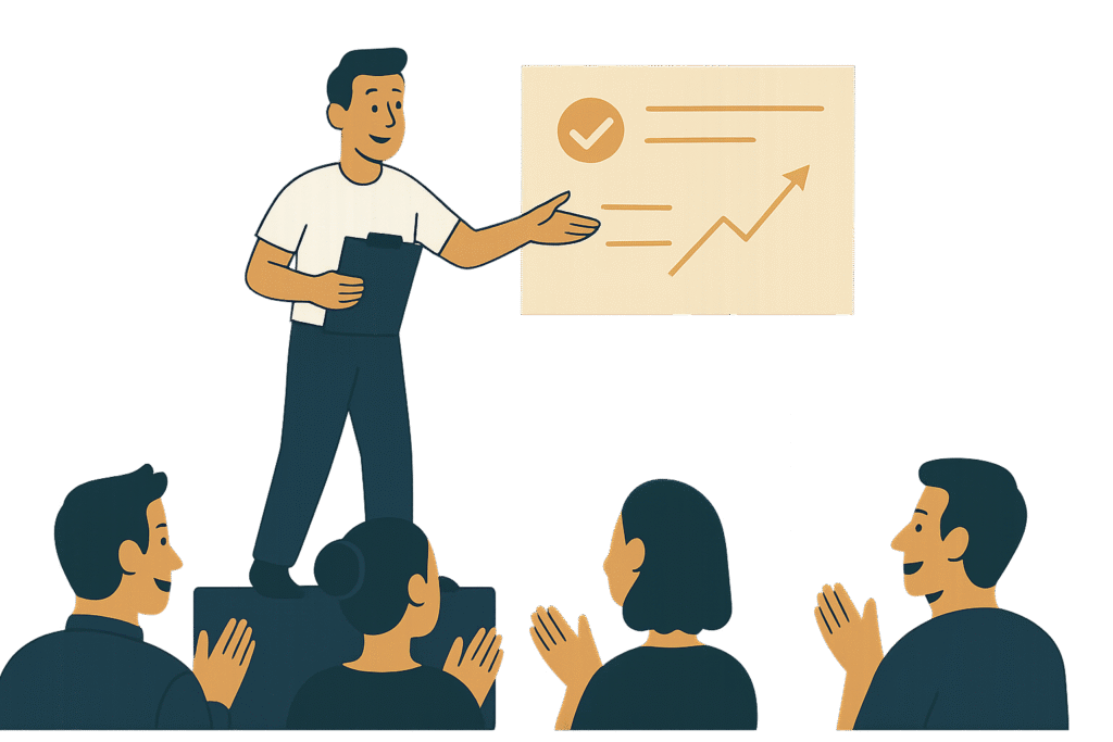 Client shares progress chart with group, using social pressure for accountability