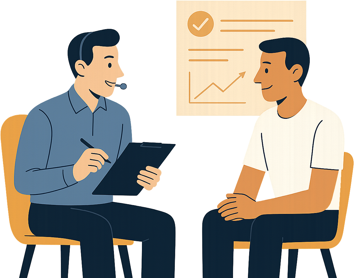Accountability Partner guiding a client toward their goals.
